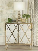 Astilbe 2-door Mirrored Accent Cabinet Silver and Champagne