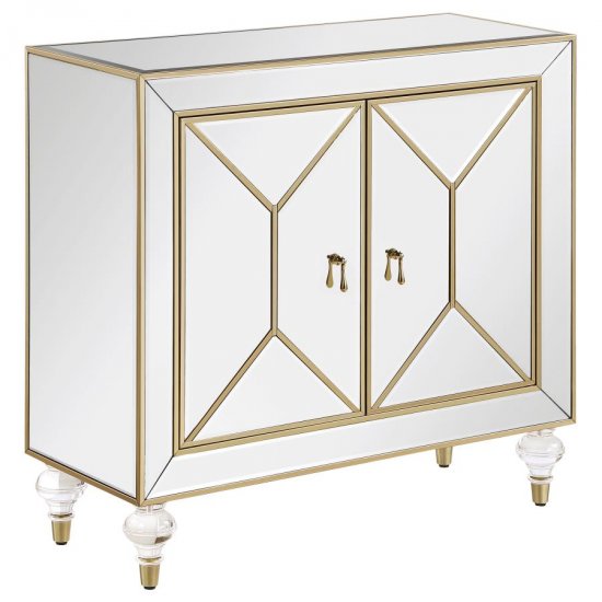 Lupin 2-door Mirrored Storage Accent Cabinet Champagne