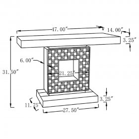 Claire Checkerboard Square Base Console Table Silver