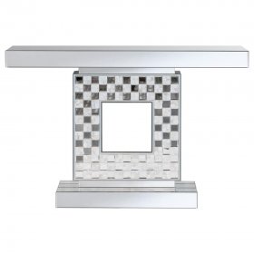 Claire Checkerboard Square Base Console Table Silver