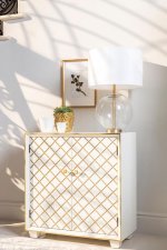 Belinda 2-door Storage Accent Cabinet White and Gold