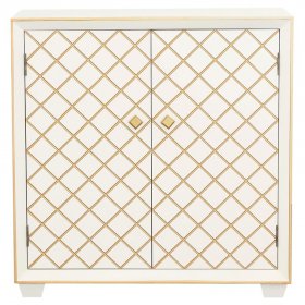 Belinda 2-door Storage Accent Cabinet White and Gold