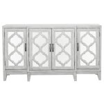 Mckellen 4-door Wood Trellis Accent Cabinet Distressed White