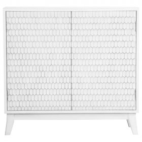 Gambon 2-door Wood Honeycomb Pattern Accent Cabinet White