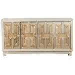 Voula 4-door Wood Accent Storage Cabinet White and Gold