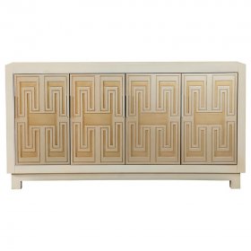 Voula 4-door Wood Accent Storage Cabinet White and Gold