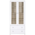 Hawthorne 4-shelf Glass Door Tall Cabinet with Drawers White