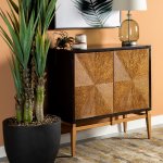 Zira 2-door Wood Parquet Storage Accent Cabinet Brown