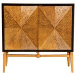 Zira 2-door Wood Parquet Storage Accent Cabinet Brown