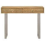 Draco 2-drawer Console Table Hand Carved Details Natural