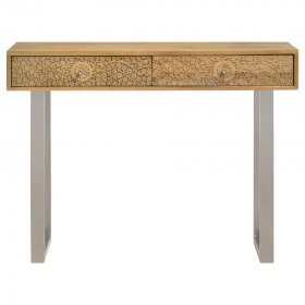 Draco 2-drawer Console Table Hand Carved Details Natural