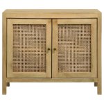 Zamora 2-door Wood Accent Cabinet with Woven Cane Natural