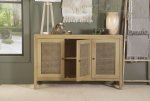 Zamora 3-door Wood Accent Cabinet with Woven Cane Natural