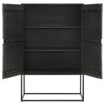 Jenna 2-door Mango Wood Mandala Pattern Accent Cabinet Black