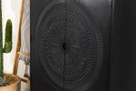 Jenna 2-door Mango Wood Mandala Pattern Accent Cabinet Black