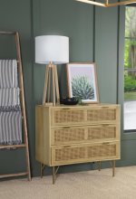 Zamora 3-drawer Wood Accent Cabinet with Woven Cane Natural