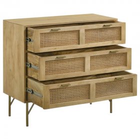 Zamora 3-drawer Wood Accent Cabinet with Woven Cane Natural