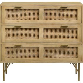 Zamora 3-drawer Wood Accent Cabinet with Woven Cane Natural