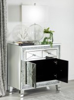 Arwen 2-drawer Mirrored LED Lighting Accent Cabinet Silver