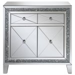 Arwen 2-drawer Mirrored LED Lighting Accent Cabinet Silver