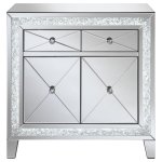 Arwen 2-drawer Mirrored LED Lighting Accent Cabinet Silver