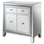 Arwen 2-drawer Mirrored LED Lighting Accent Cabinet Silver