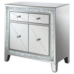 Arwen 2-drawer Mirrored LED Lighting Accent Cabinet Silver