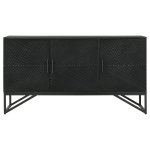 Riddell 3-door Wood Reeding Accent Cabinet Matte Black