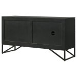 Riddell 3-door Wood Reeding Accent Cabinet Matte Black